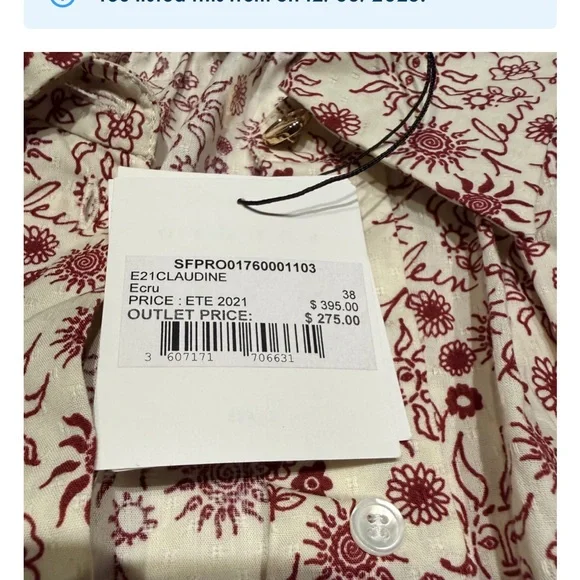 Sandro Flared and printed shirt dress, new with tags - Picture 7 of 8